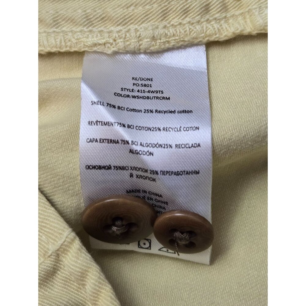 Re/Done 90's Trouser Shorts in Washed Buttercream Yellow 27 NWT MSRP $225 - Picture 6 of 7